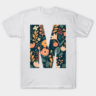 Whimsical Floral Letter M T-Shirt